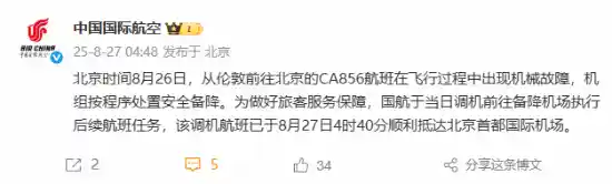 国航航班突发机械故障紧急迫降俄罗斯，乘客获600欧元暖心补偿